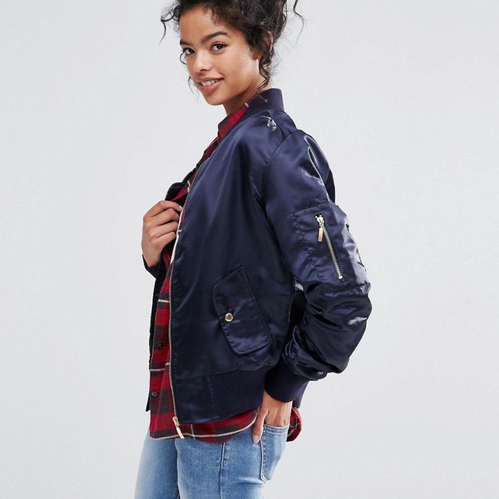 Liquor n Poker Wyoming Navy Padded Bomber Jacket